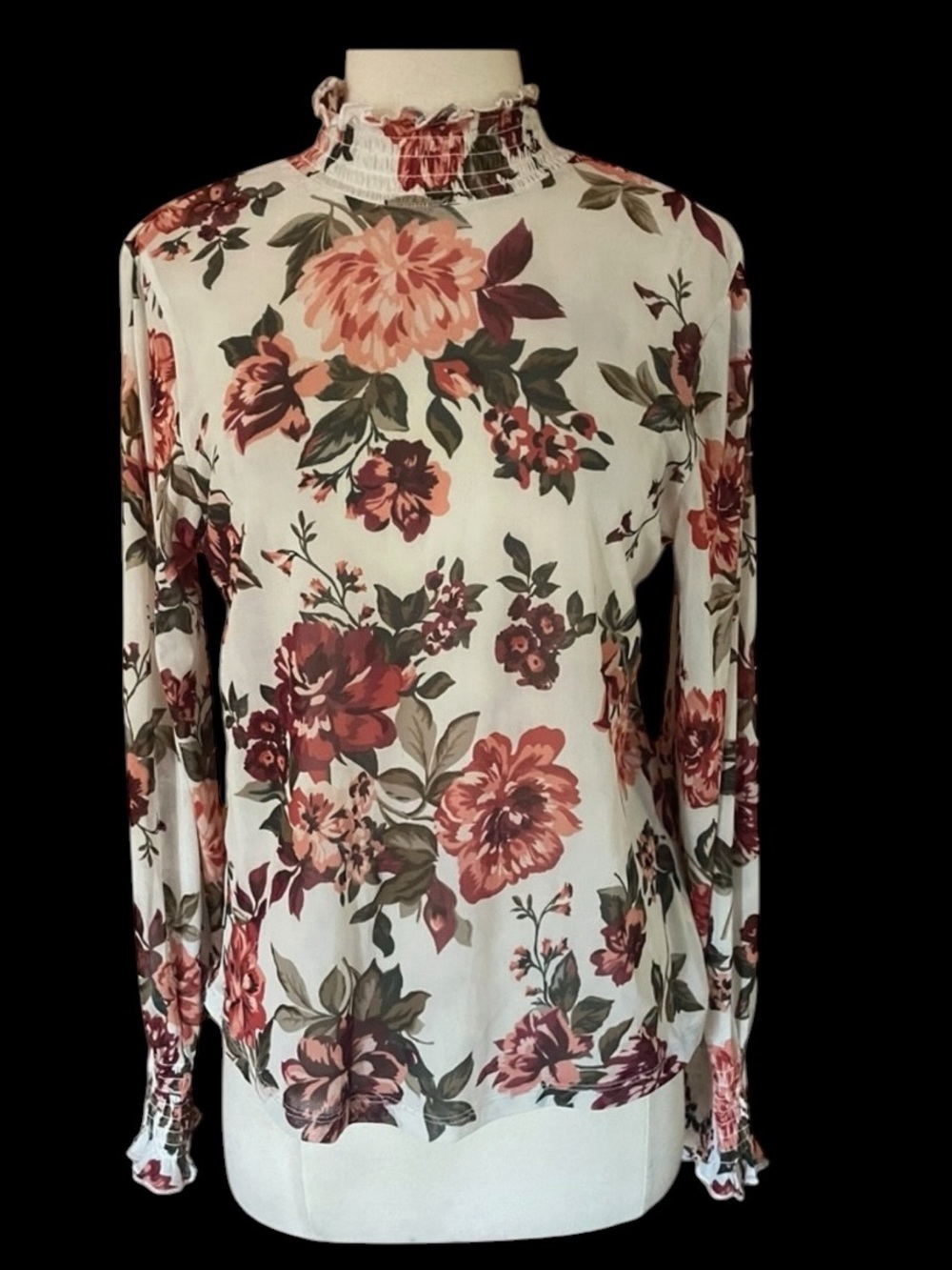 Ambiance Floral Semi-Sheer‎ Blouse